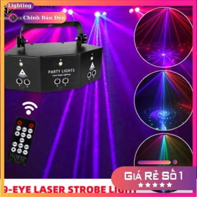 Đèn Laser Bay Phòng 9 Mắt Laser Kết Hợp Chớp Light Sôi Động Dành Cho Karaoke, Vũ Trường Giá Rẻ
