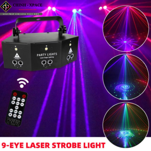 Đèn Laser Bay Phòng 9 Mắt Laser Kết Hợp Chớp Light Sôi Động Dành Cho  Karaoke,